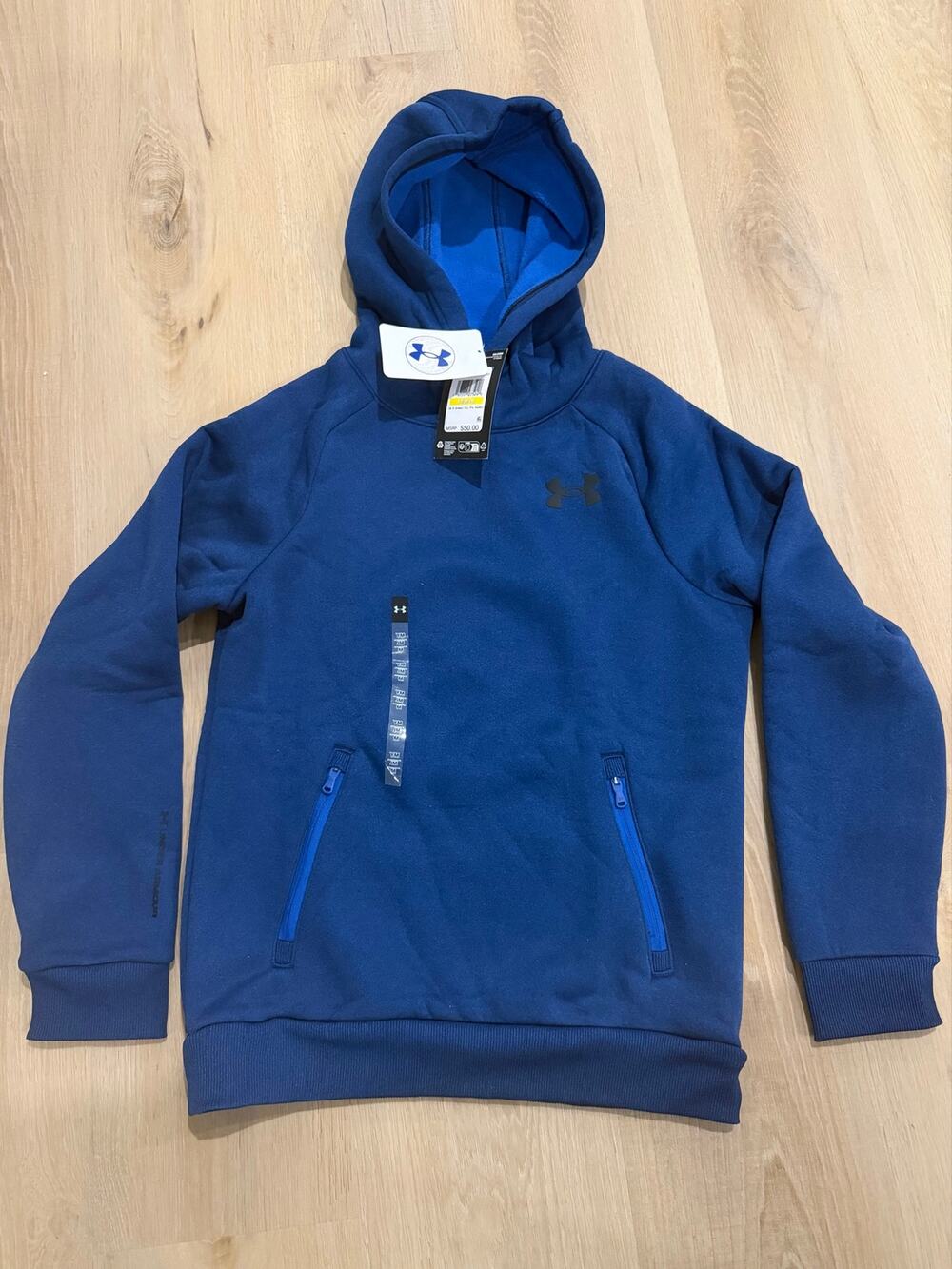 Under Armour Boys Armour Fleece Pro Hoodie Blue Youth Medium YM NWT 1386704